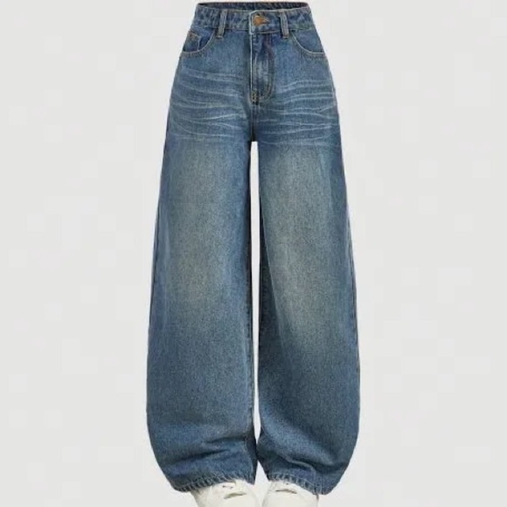 High Rise Wide Leg Distressed Jeans